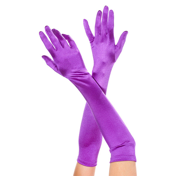Music Legs Extra Long Satin Gloves color purple