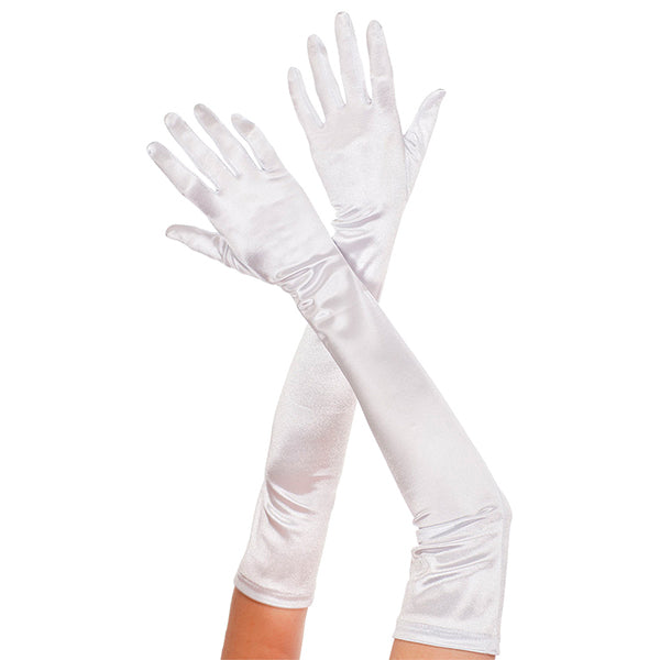 Music Legs Extra Long Satin Gloves color white