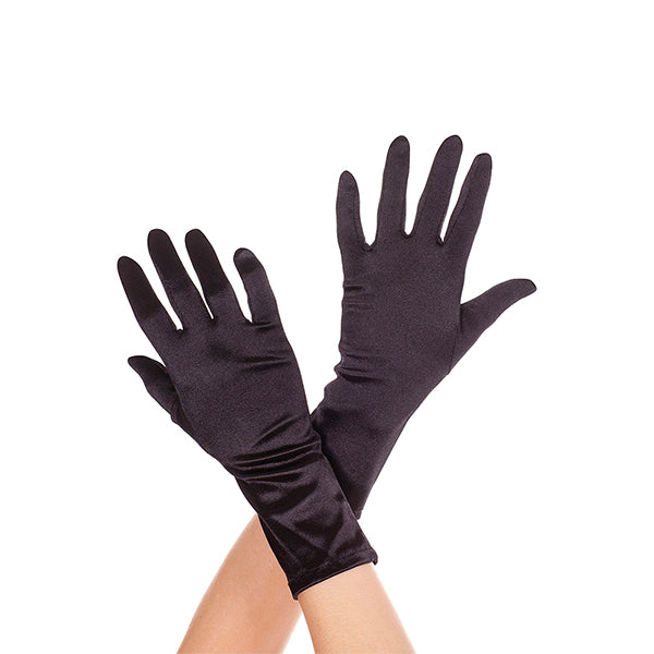 Music Legs Wrist Length Satin Gloves color black