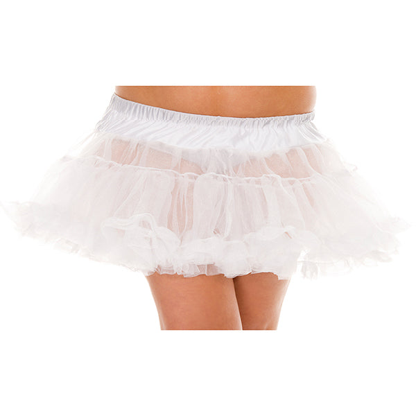 Music Legs Plus Size Double Layered Mesh Petticoat color white