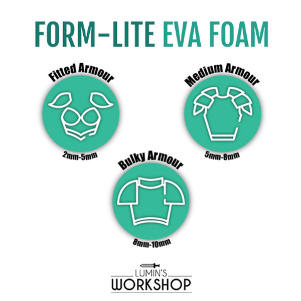 Lumin's Workshop Form-Lite EVA Foam Size Chart