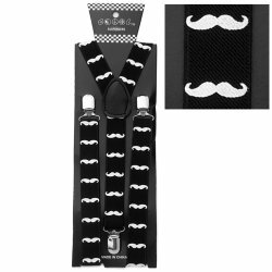 Punk Fashion Suspenders Black Moustache