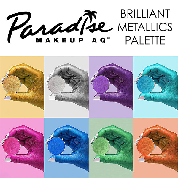 Mehron Paradise Makeup AQ 8 Color Palette Color Brillant Metallic Swatch