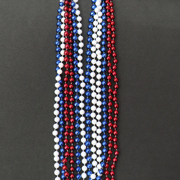 Forum Novelties Metallic Party Beads Color Red White Blue