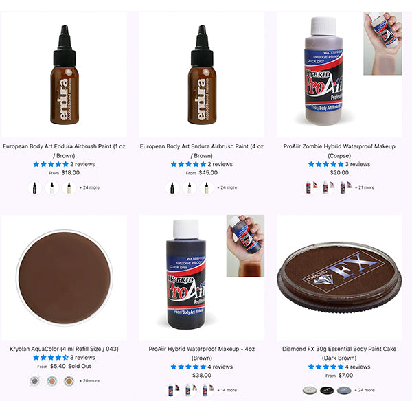 Brown Face & Body Paint at Embellish FX