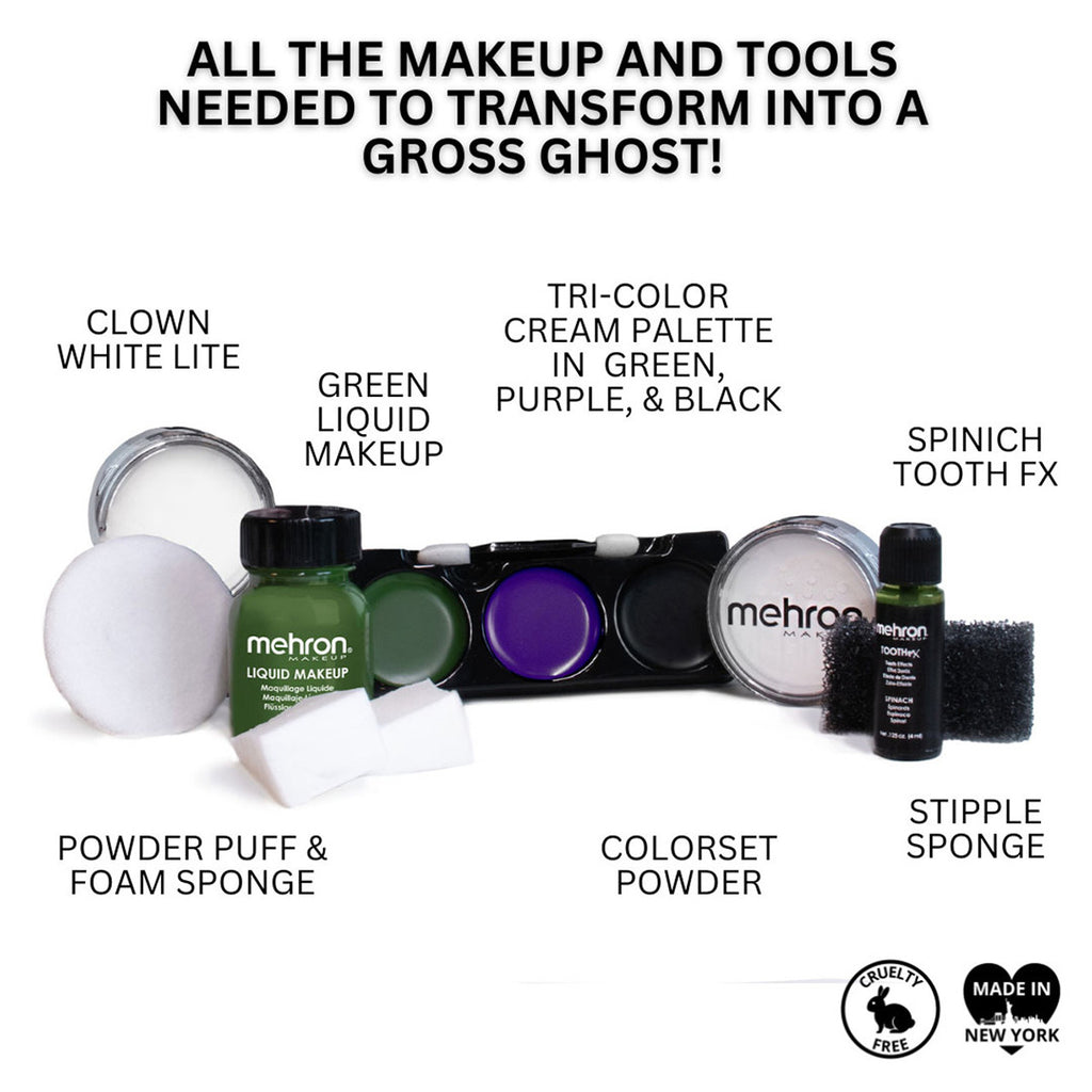 Mehron Gross Ghost Professional Makeup Kit contents