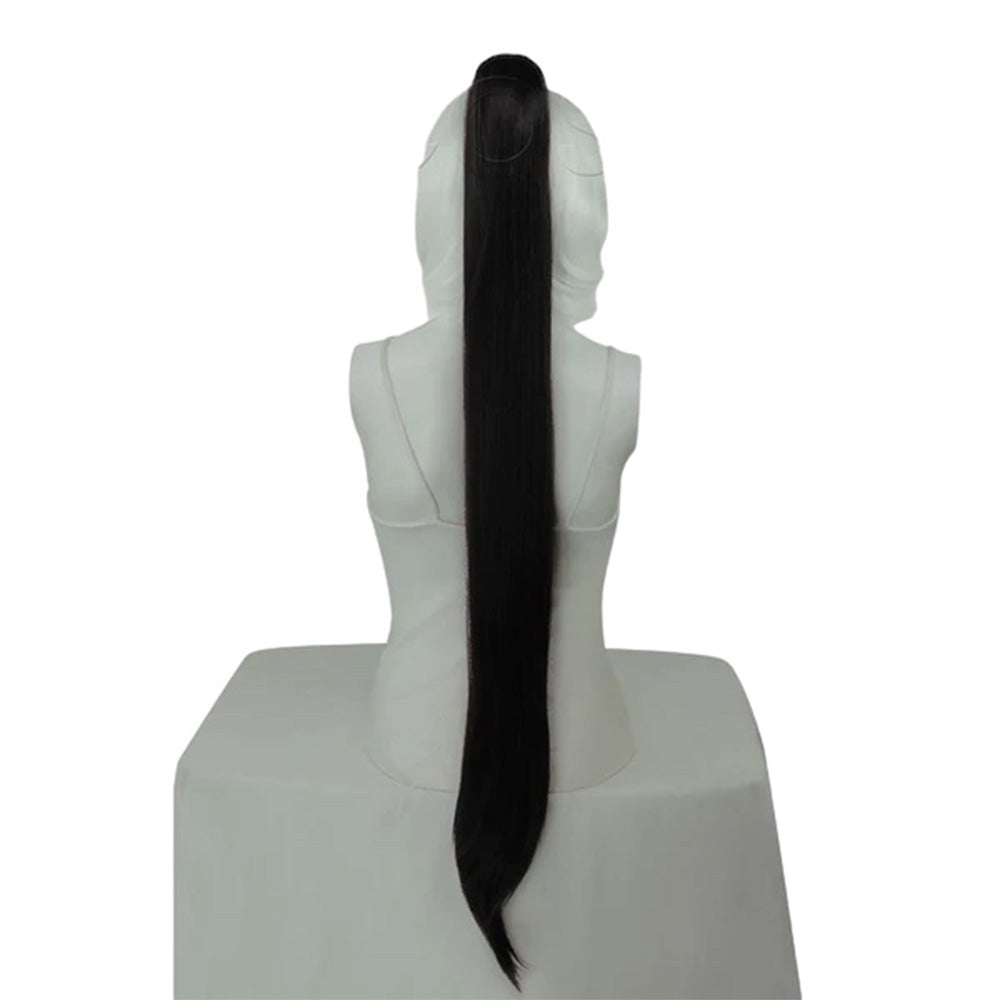 Epic Cosplay 35 Inch Straight Ponytail Clipon Black Back View