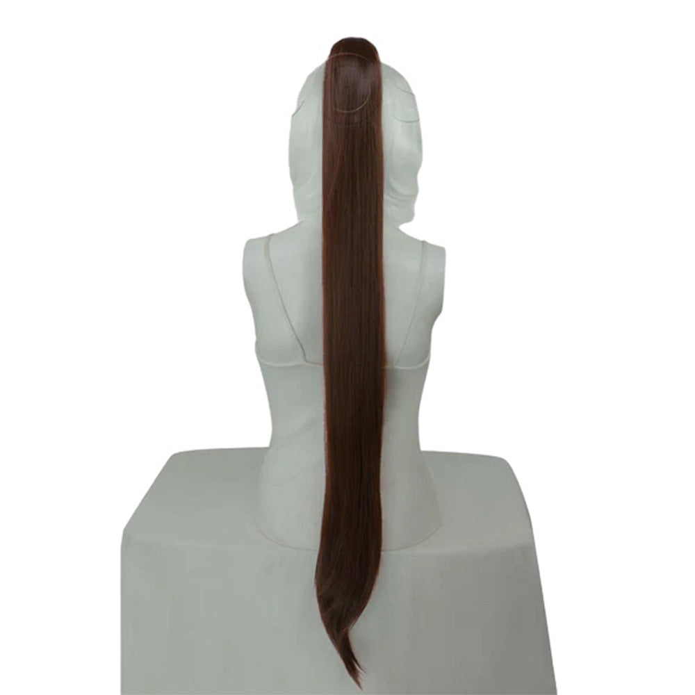 Epic Cosplay 35 Inch Straight Ponytail Clipon Dark Brown Back View