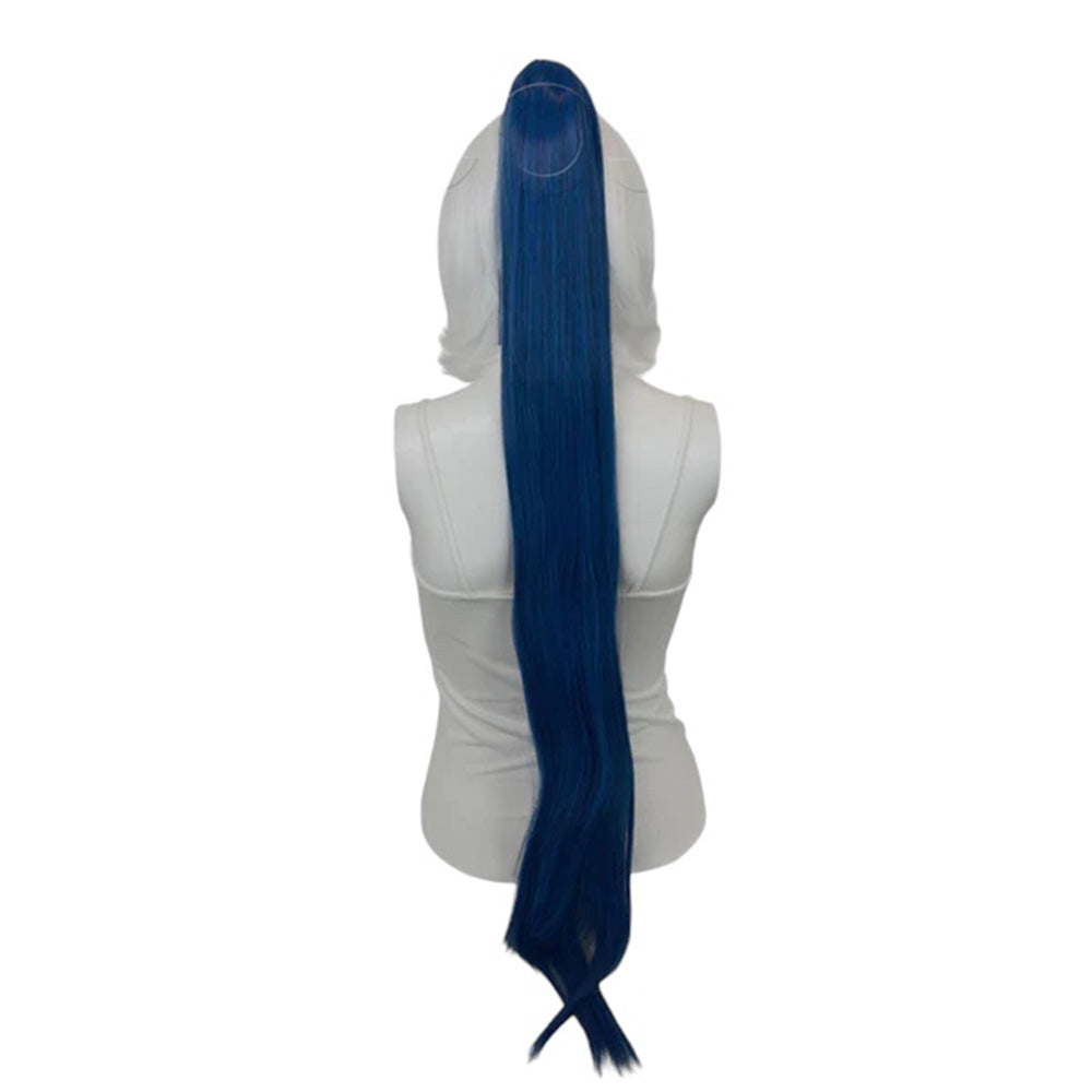 Epic Cosplay 35 Inch Straight Ponytail Clipon Shadow Blue Back View