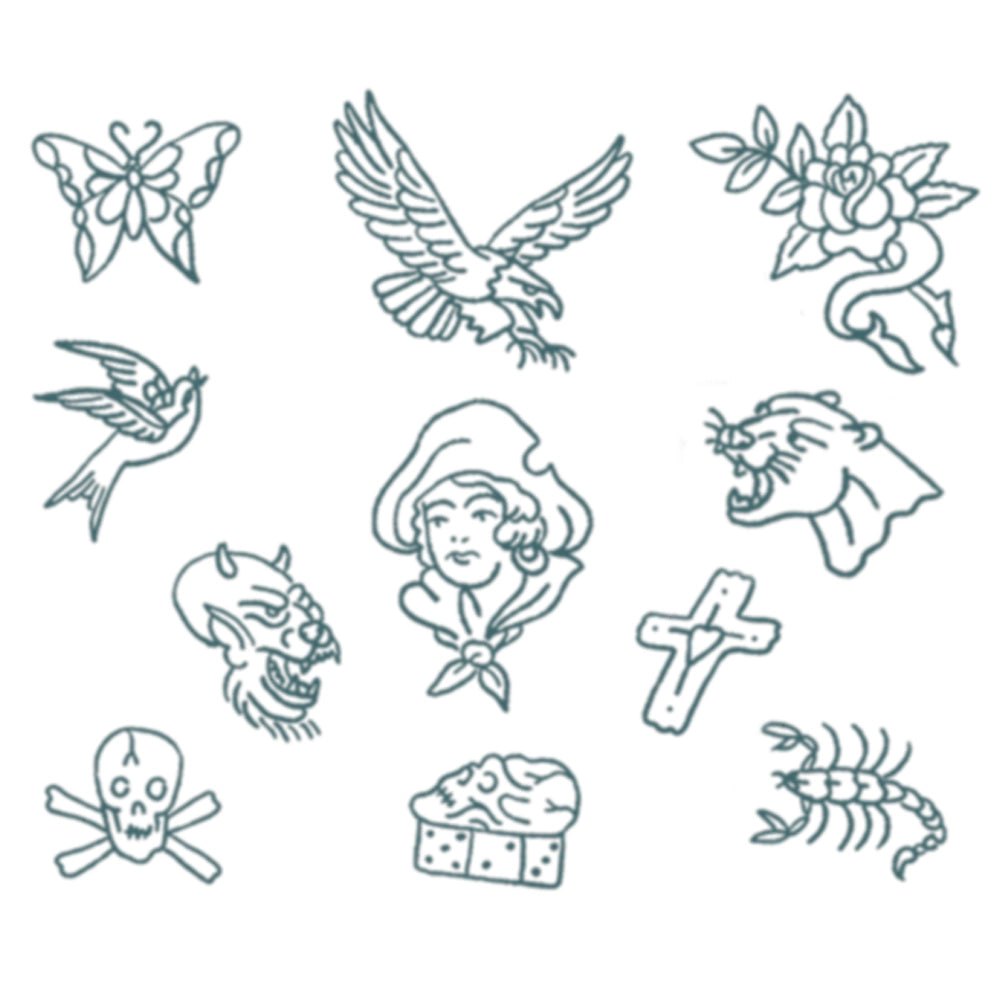 Out Of Kit Traditional Flash Sheet 1 Temporary Tattoo