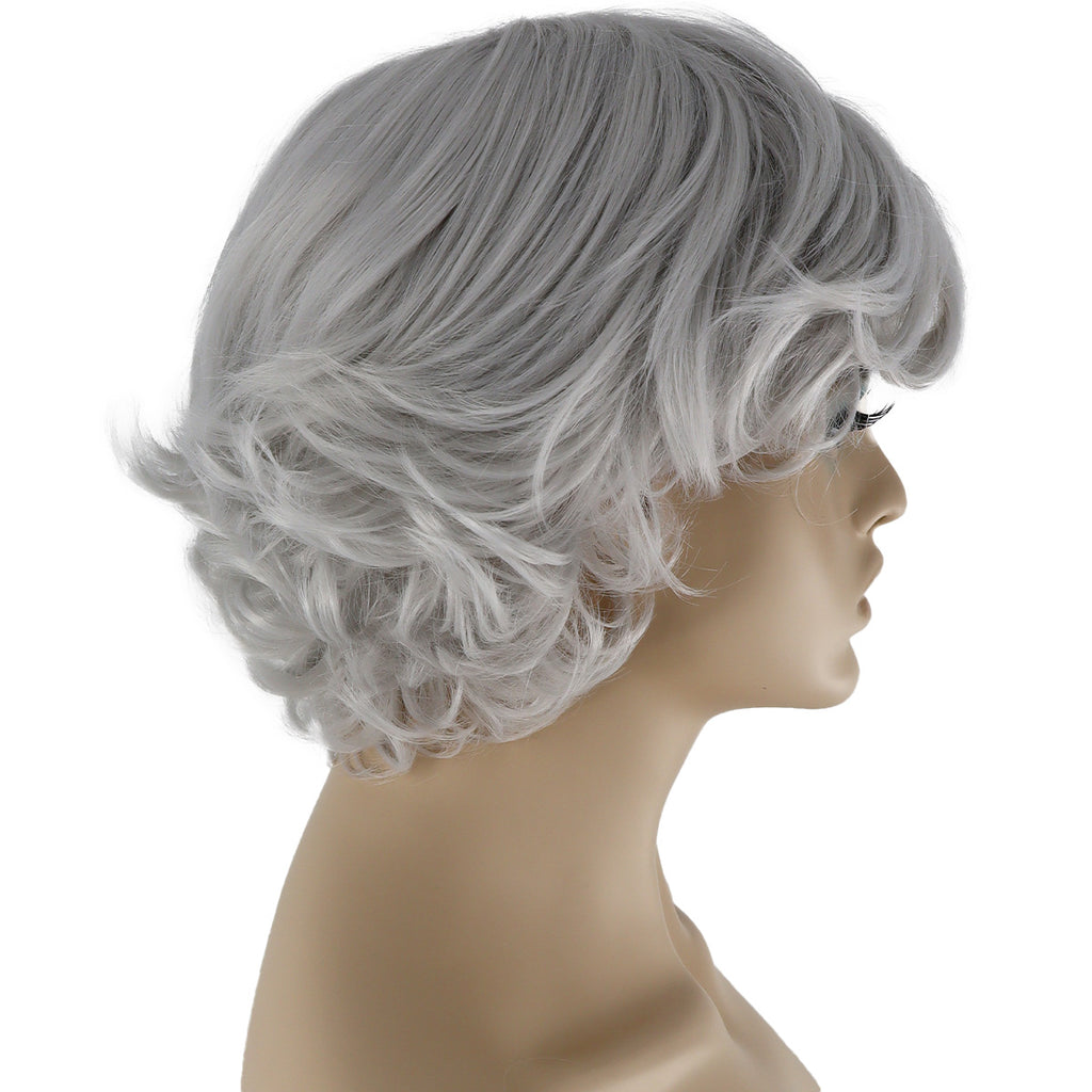 Epic Cosplay Aion Wig Silvery Grey Side View Woman