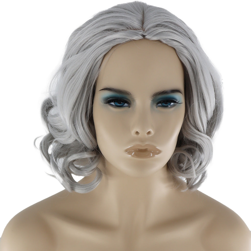 Epic Cosplay Wig Aries Silvery Grey Front View Woman