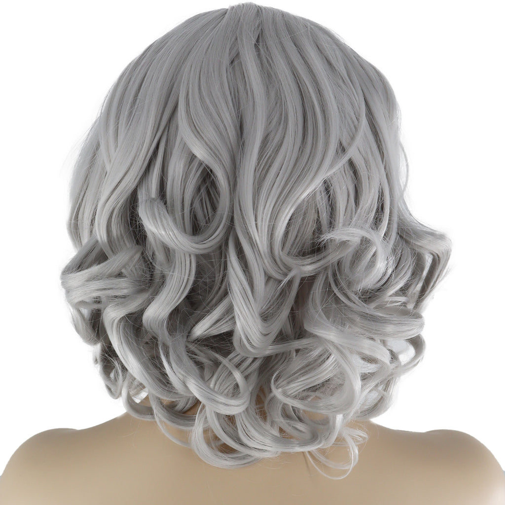 Epic Cosplay Wig Aries Silvery Grey Back View Woman