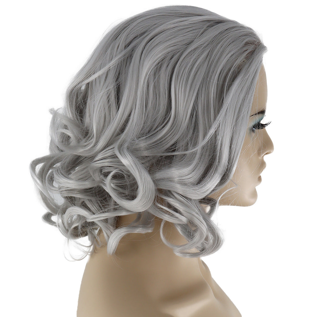 Epic Cosplay Wig Aries Silvery Grey Side View Woman