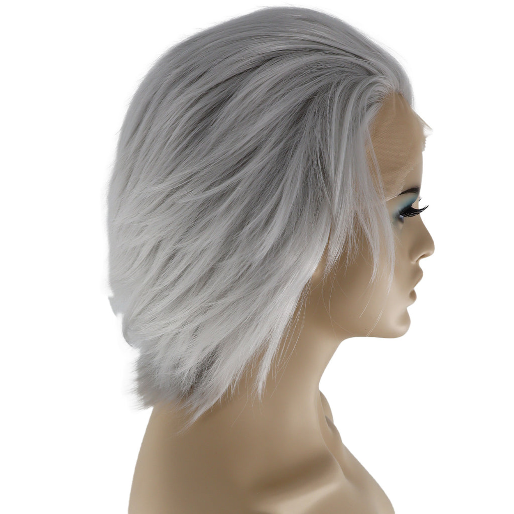 Epic Cosplay Hades Wig Silvery Grey Side View Woman