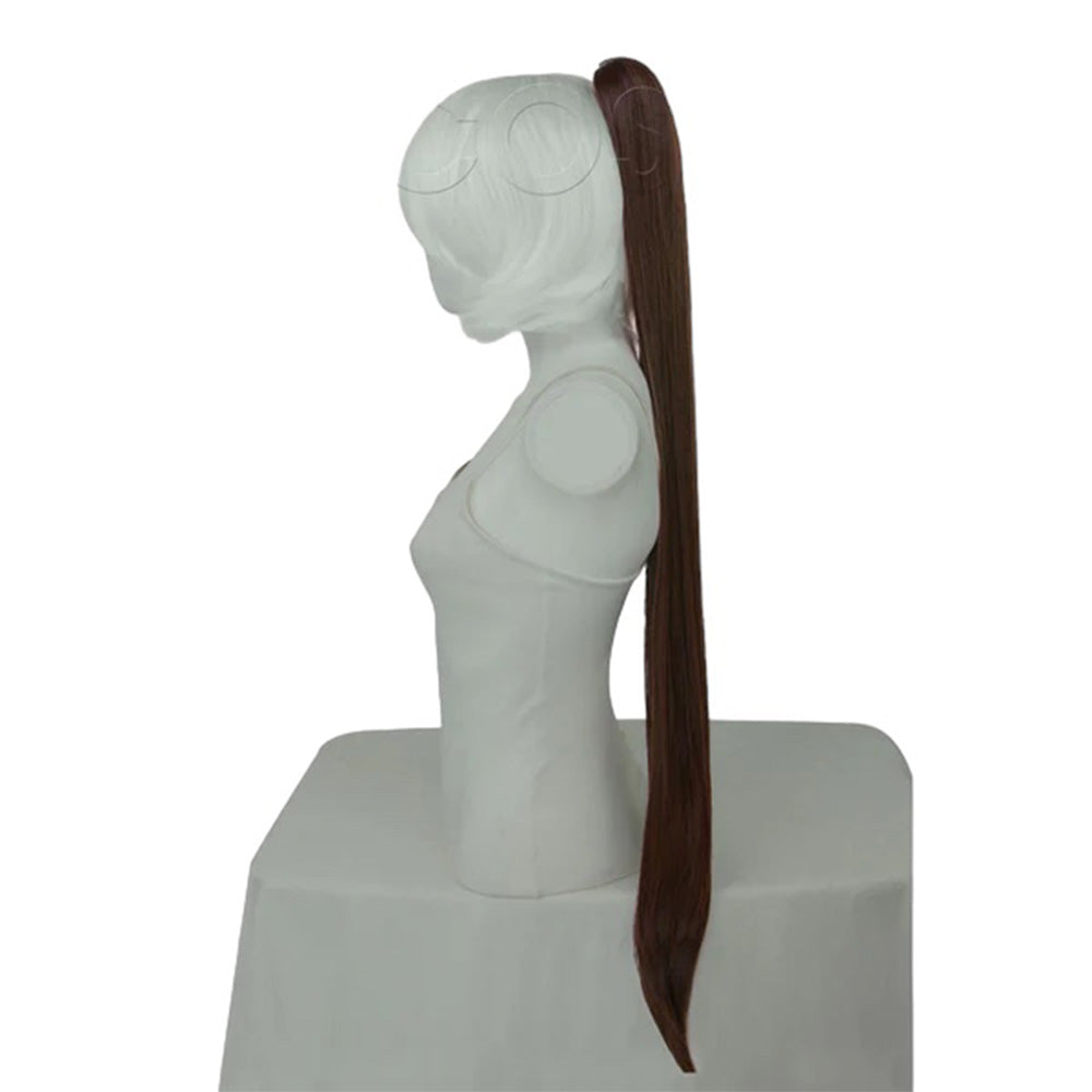 Epic Cosplay 35 Inch Straight Ponytail Clipon Dark Brown Side View