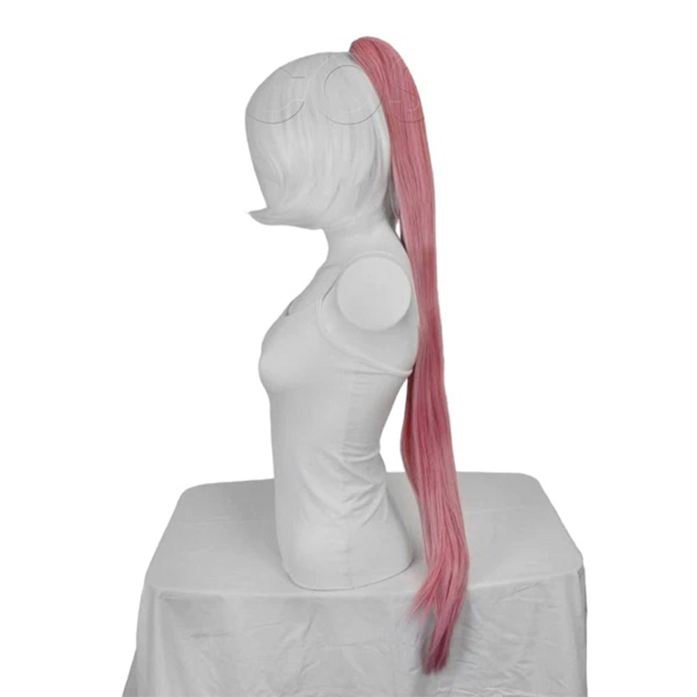 Epic Cosplay 35 Inch Straight Ponytail Clipon Princess Pink Mix Side View