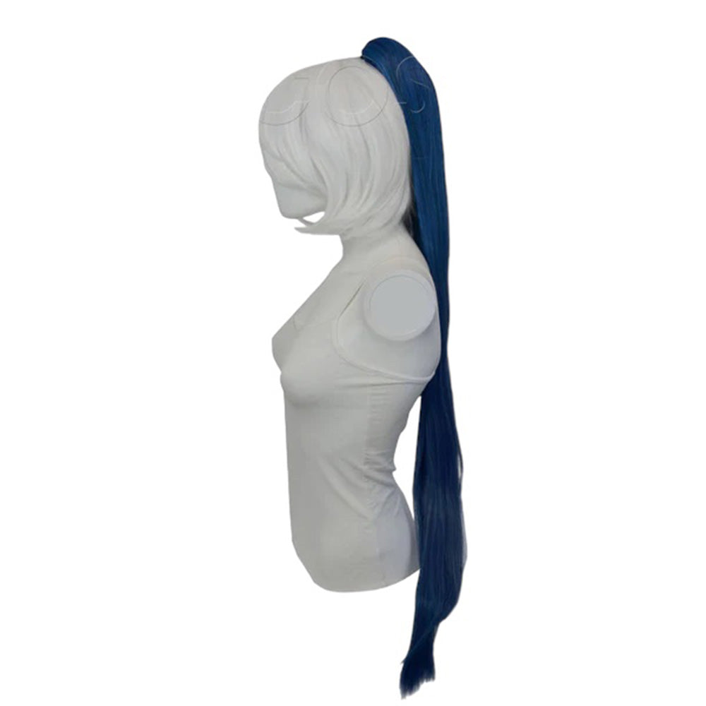 Epic Cosplay 35 Inch Straight Ponytail Clipon Shadow Blue Side View