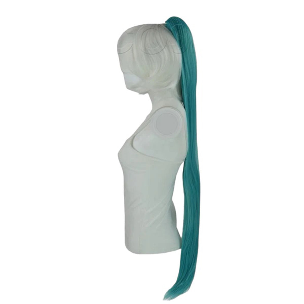 Epic Cosplay 35 Inch Straight Ponytail Clipon Vocaloid Green Side View