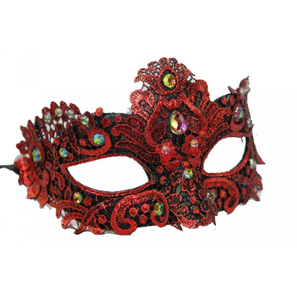 KBW Valentina Women's Masquerade Mask color red