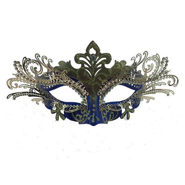 KBW Lisa Women's Masquerade Mask color blue and gold