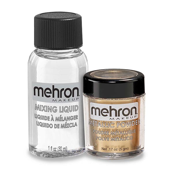 Mehron Metallic Powder with mixing liquid color gold