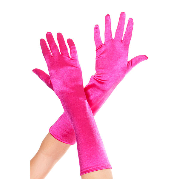Music Legs Elbow Length Satin Gloves color hot pink