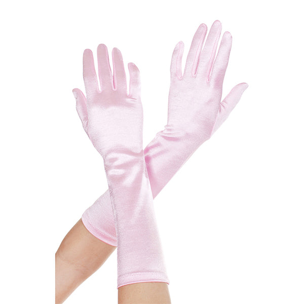 Music Legs Elbow Length Satin Gloves color pink