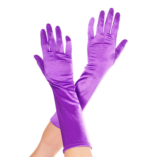 Music Legs Elbow Length Satin Gloves color purple