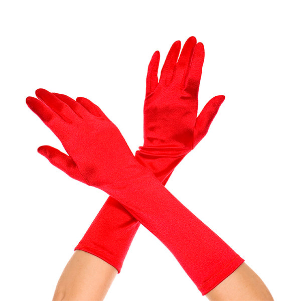 Music Legs Elbow Length Satin Gloves color red