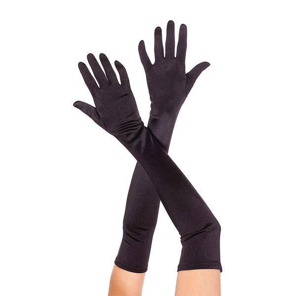 Music Legs Extra Long Satin Gloves color black