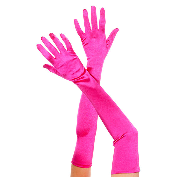 Music Legs Extra Long Satin Gloves color hot pink
