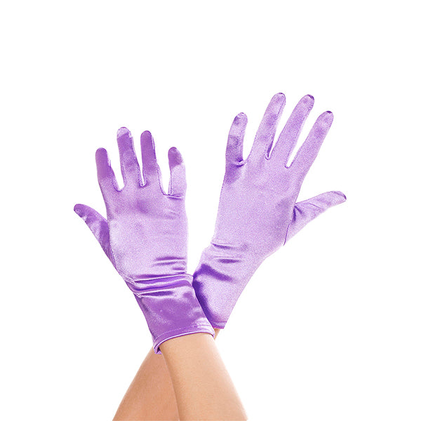 Music Legs Wrist Length Satin Gloves color purple