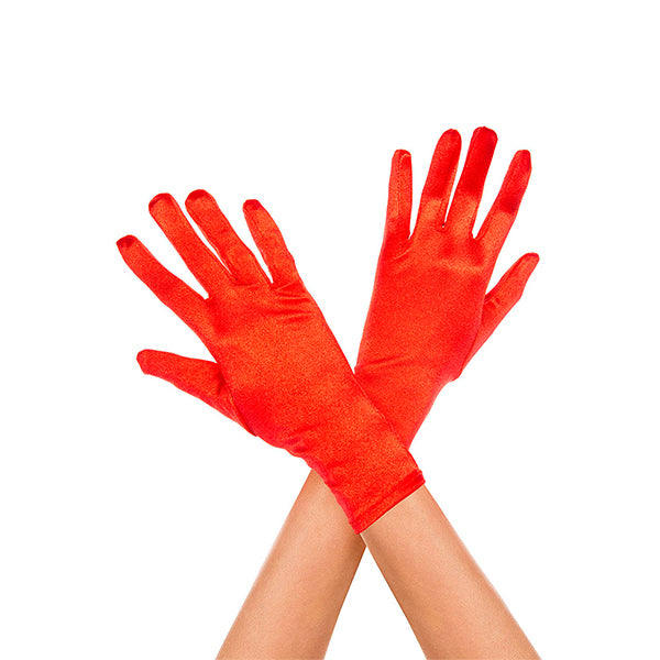Music Legs Wrist Length Satin Gloves color red