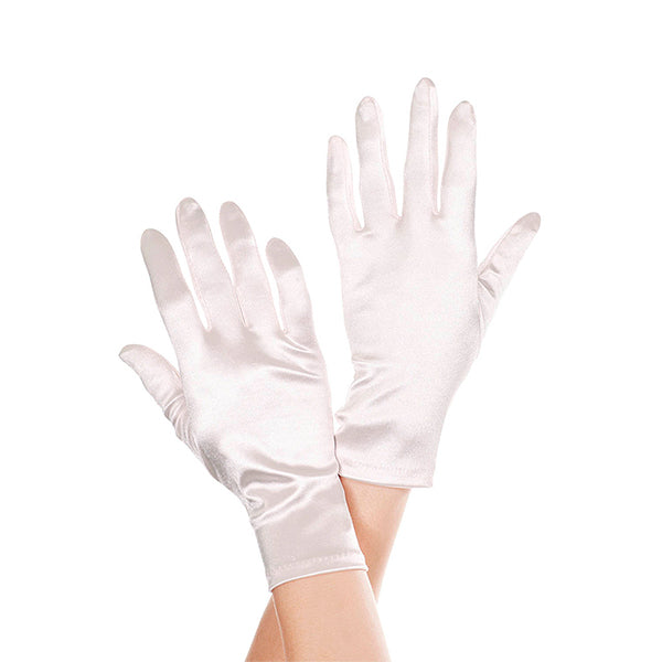 Music Legs Wrist Length Satin Gloves color white