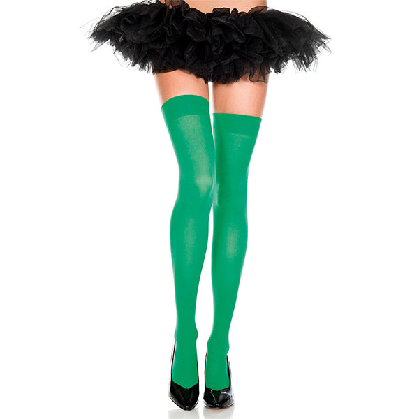 Music Legs Opaque Nylon Thigh Highs one size color kelly green