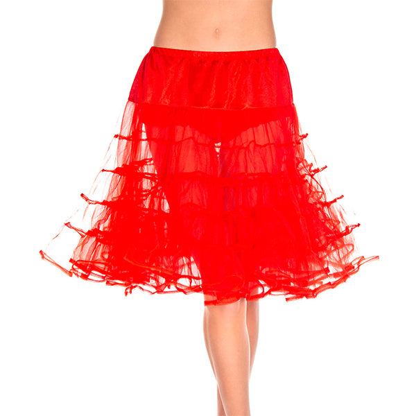 Music Legs Long Layered Petticoat color red