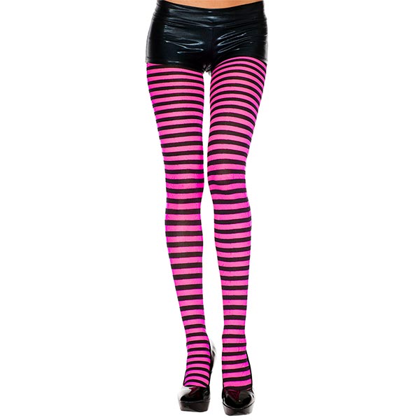 Music Legs Nylon Opaque Striped Tights Embellish FX