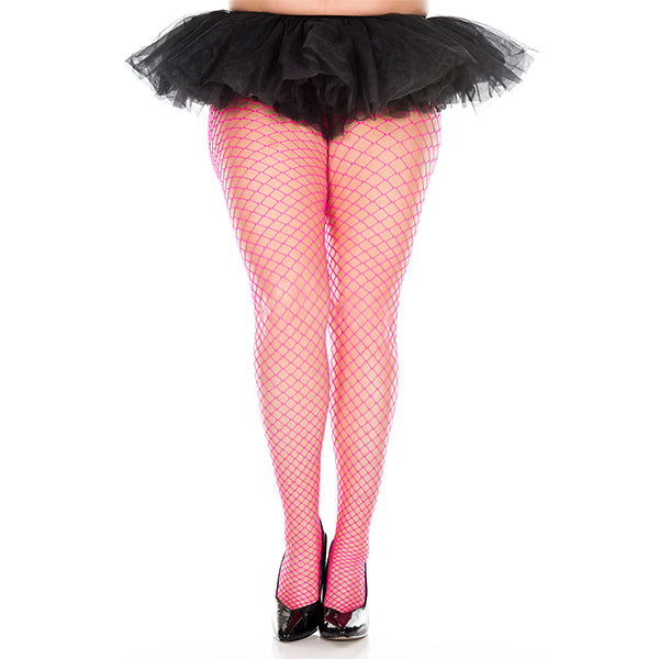 Music Legs Diamond Net Spandex Pantyhose plus Size Color hot pink