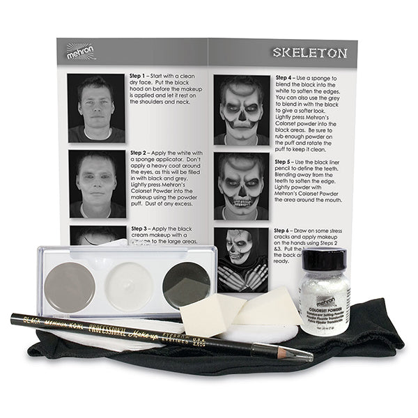 Mehron Skeleton Character Makeup Kit Contents