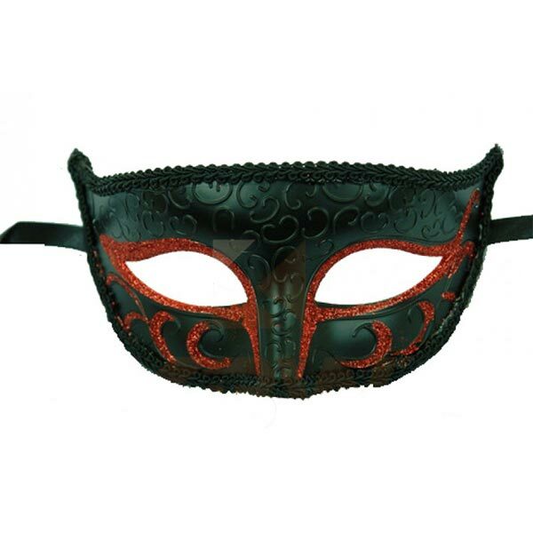 KBW Eric Men's Masquerade Mask Black & Red