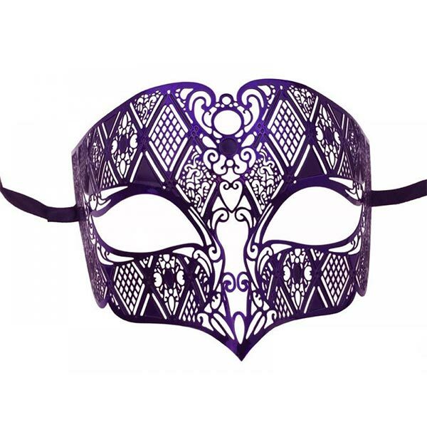 KBW Bocelli Metal Masquerade Mask - Purple