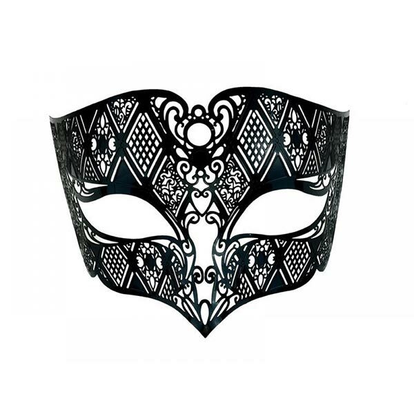 KBW Bocelli Metal Masquerade Mask - Black