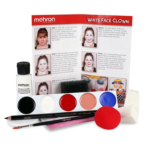 Mehron Clown Character Makeup Kit Contents