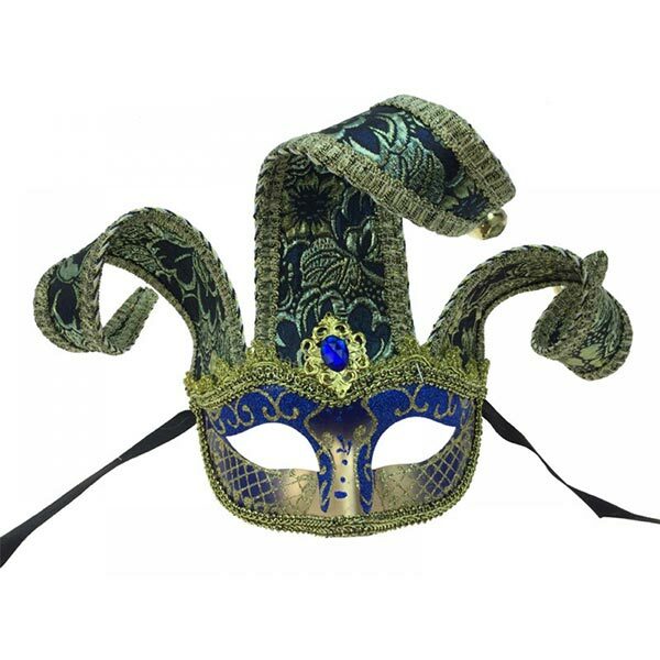 KBW Chester Half Jester Masquerade Mask - Blue