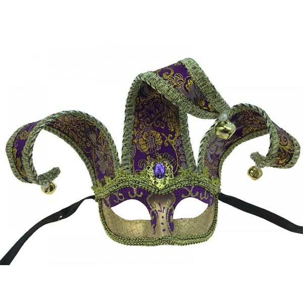 KBW Chester Half Jester Masquerade Mask - Purple