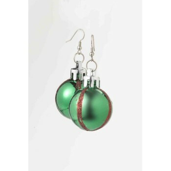 Green Christmas Ball Earrings