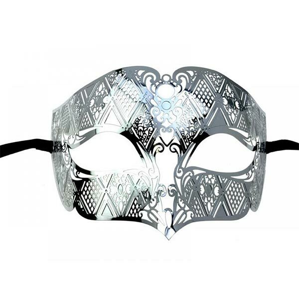 KBW Bocelli Metal Masquerade Mask - Silver