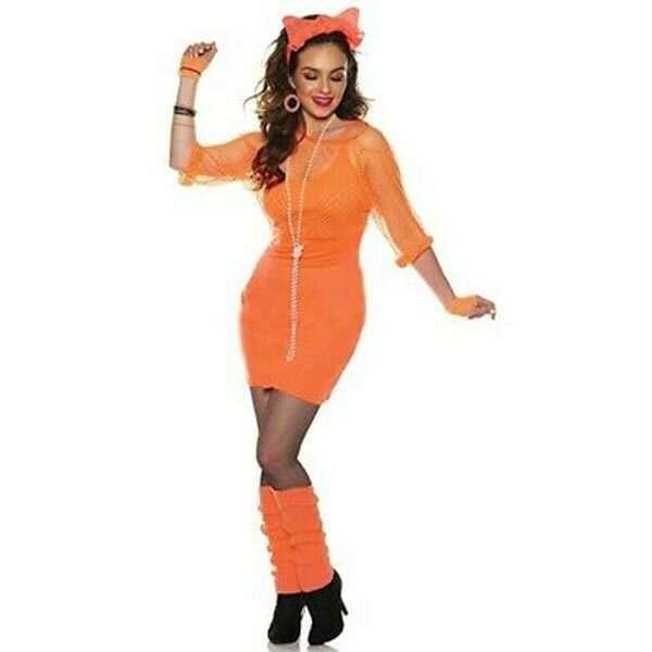 Underwraps Womens Totally 80s Neon Orange Costume