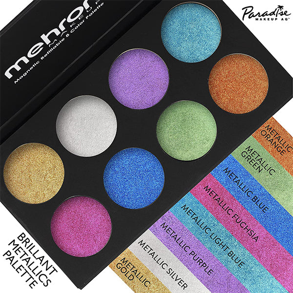 Mehron Paradise Makeup AQ 8 Color Palette Color Brillant Metallic Map